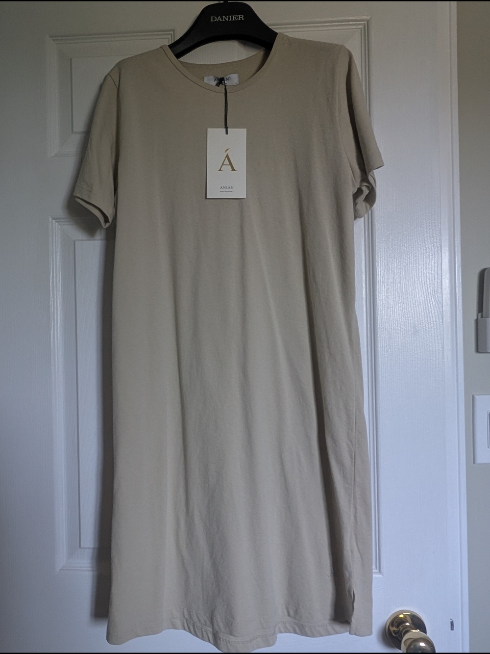 Ánian Beige Midi Circular T-Shirt Dress